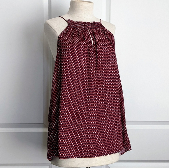 Splendid Tank Swing Sleeveless Halter Keyhole Neck Smocked Red White Navy XL NWT - Picture 3 of 16